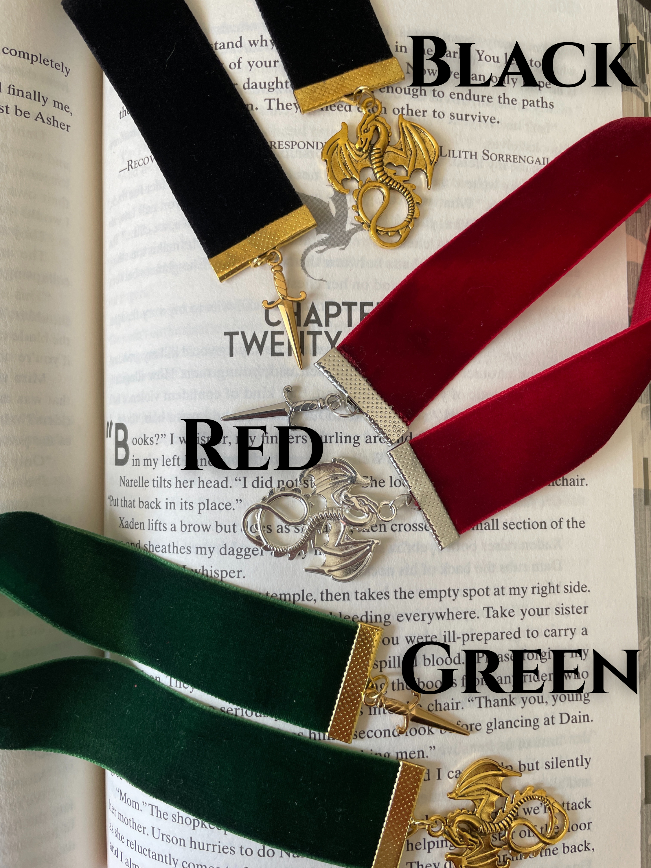 Dragon & Dagger Velvet Bookmark